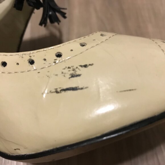 Enzo Angiolini Ladies Cream And Black Patent Leather Shoes Size 7 - Picture 7 of 8